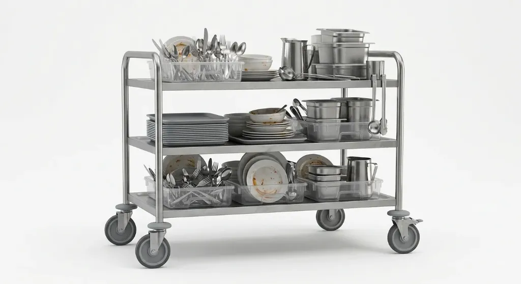 MA7517 INDUSTRIAL TRAY TROLLEYSize: 30" L X 18" W X 36" H.